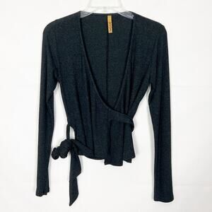 Rachel Rally Modal Blend Ribbed True Wrap Sweater Size M